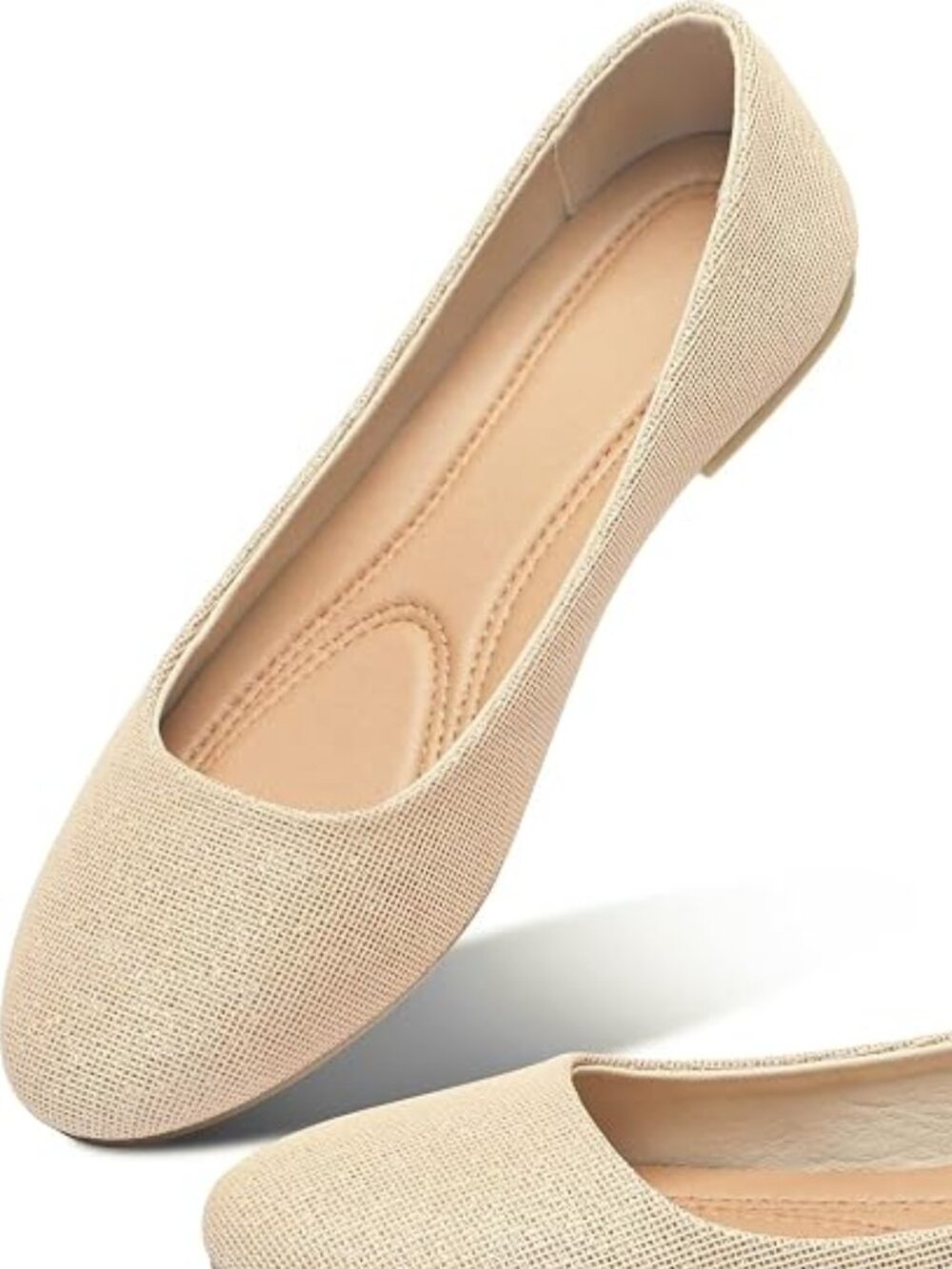 Women's Gold Glitter Ballet Flats Round Toe Textile Slip On Causal Dress Shoes